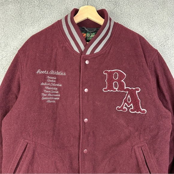 Vintage Roots Athletics Canada Wool Embroidered Snap Button Varsity Jacket - Picture 2 of 15